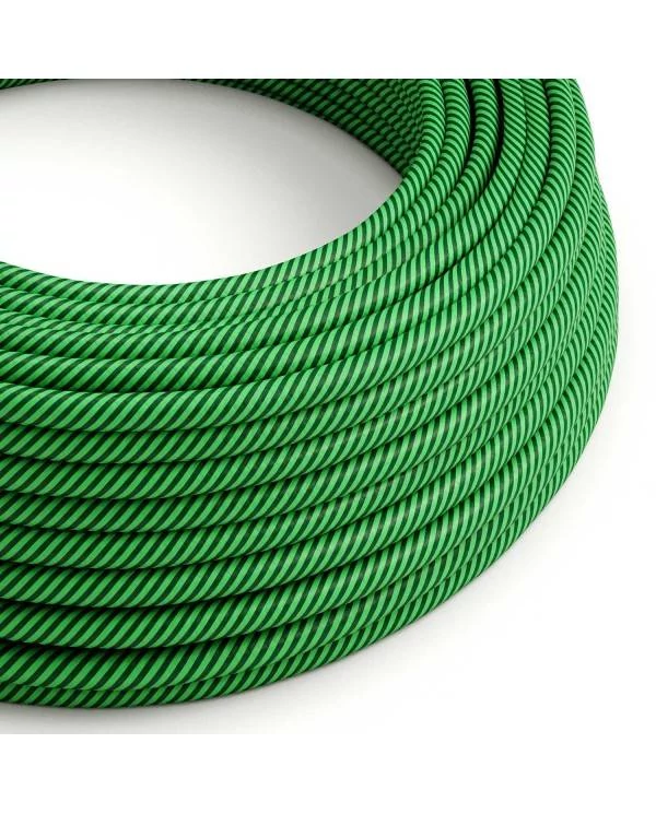 Okrogel električen kabel Vertigo HD prekrit s tekstilom svetlo in temno zelene barve ERM48