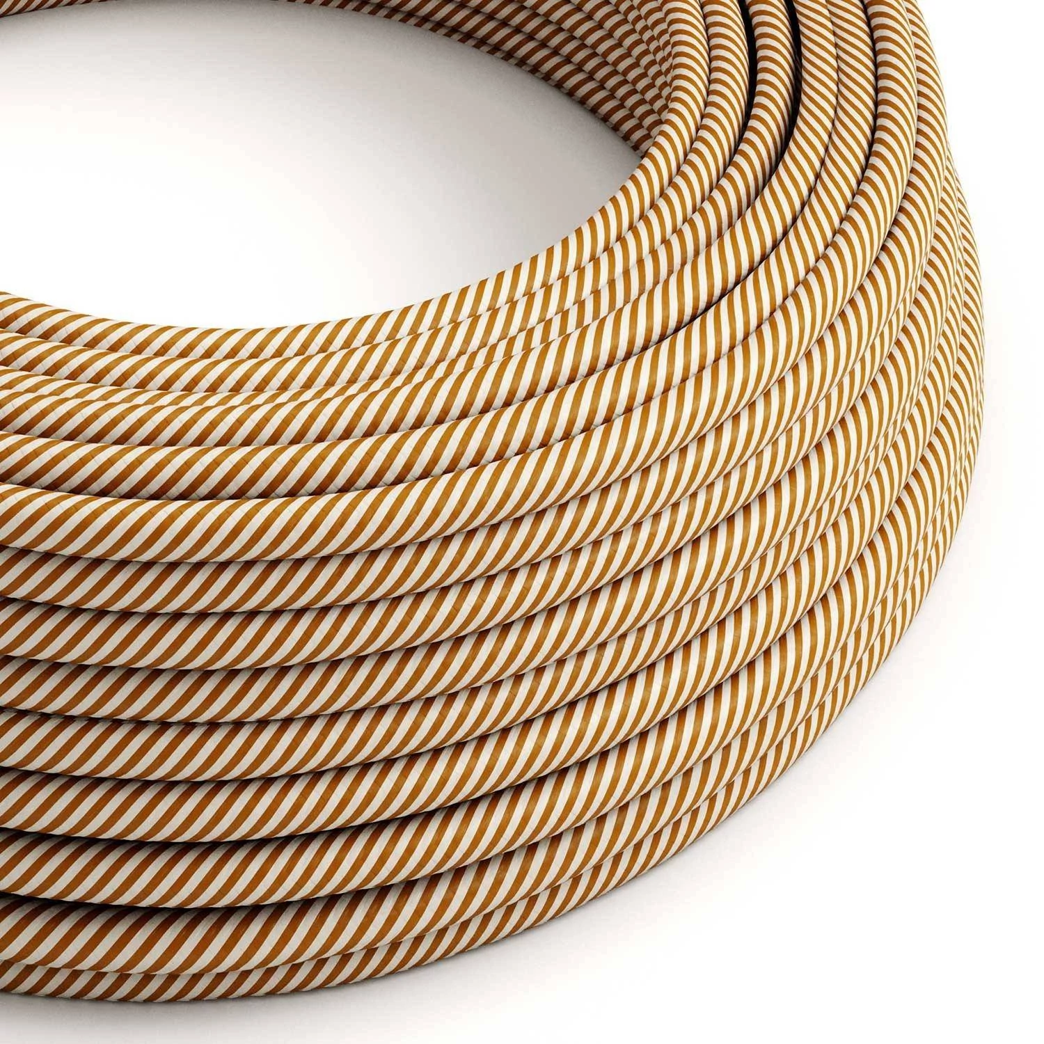 Okrogel električen kabel Vertigo HD prekrit s tekstilom bele in rjave barve ERM49