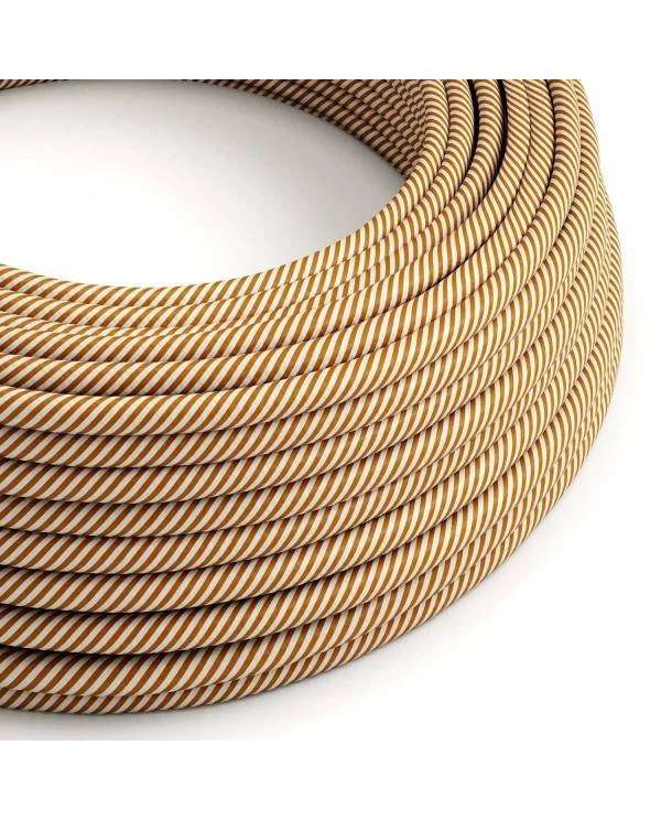 Okrogel električen kabel Vertigo HD prekrit s tekstilom bele in rjave barve ERM49