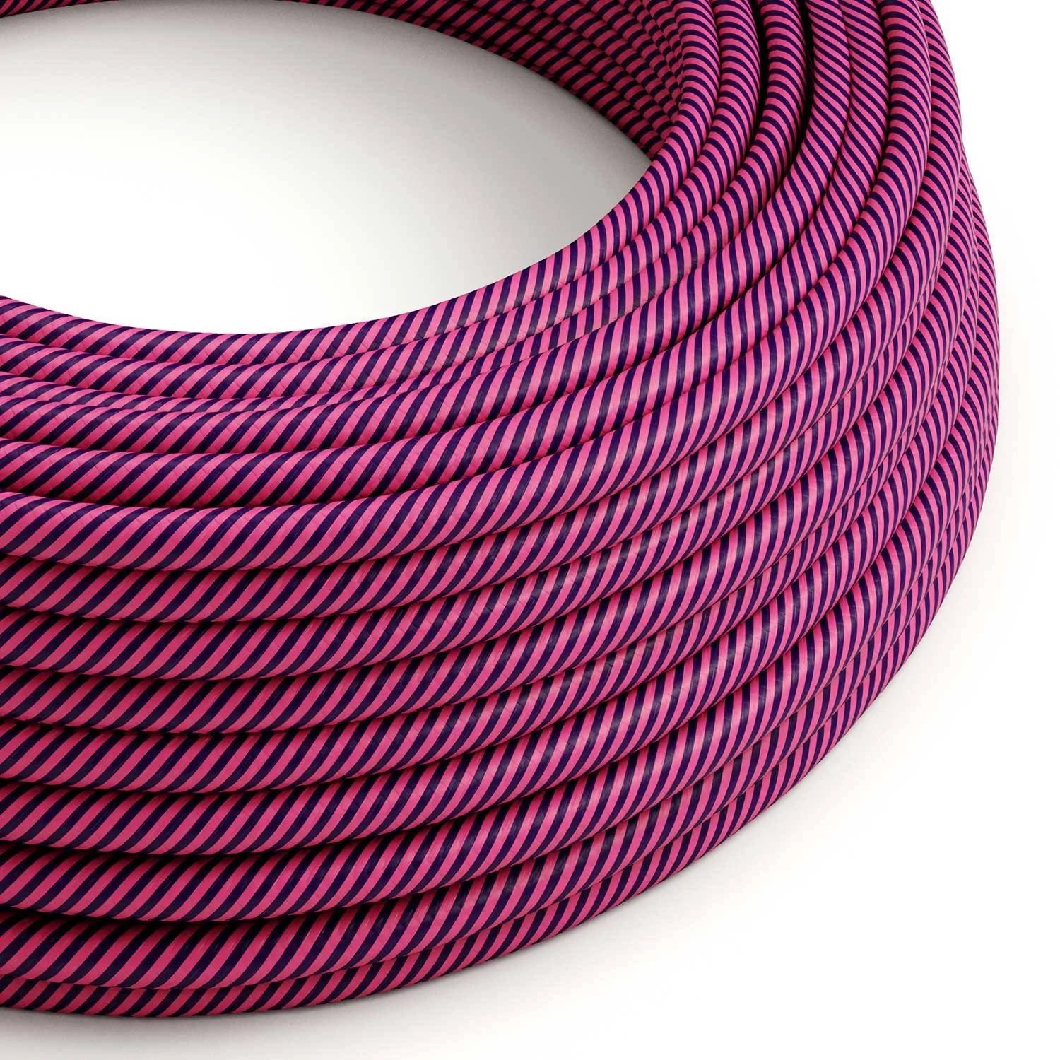 Okrogel električen kabel Vertigo HD prekrit s tekstilom temno vijolične barve in fuksije ERM50