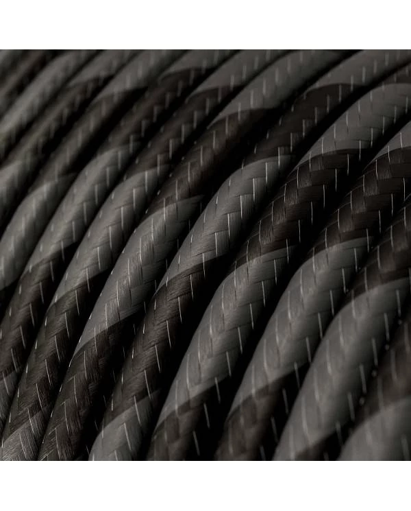 Okrogel električen kabel Vertigo HD prekrit s tekstilom kremne in črne barve ERM54