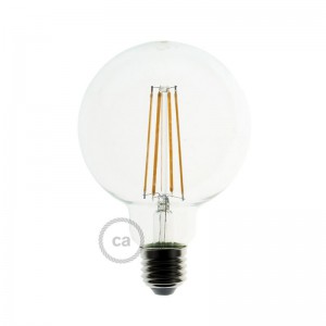 LED prozorna žarnica - Globe G95 dolga - 7.5W E27 dekorativna starinska zatemna 2200K