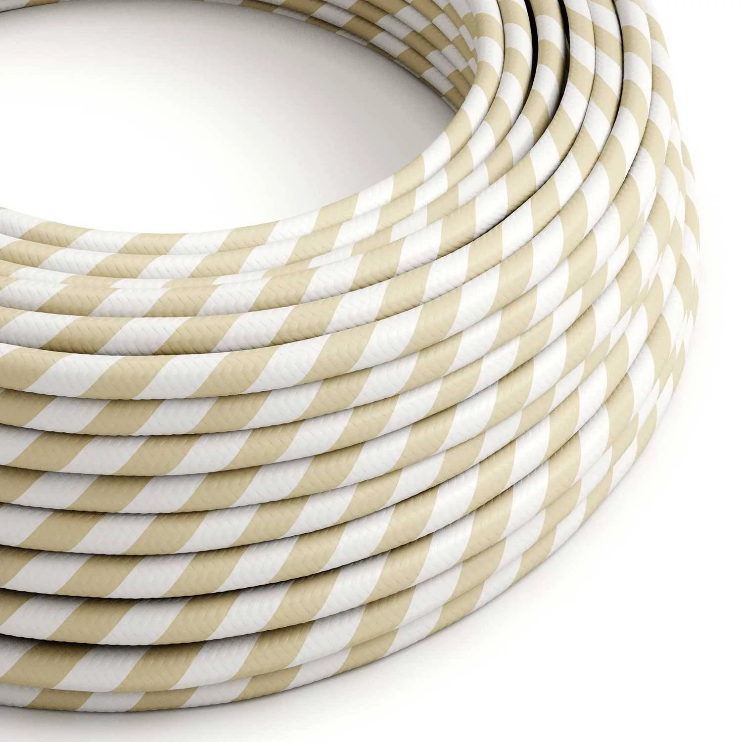 Okrogel električen kabel Vertigo HD prekrit s tekstilom kremne in svetlo rjave barve ERM56