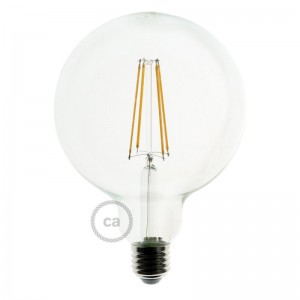 LED prozorna žarnica - Globe G125 dolga - 7.5W E27 dekorativna starinska zatemna 2200K