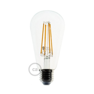 LED prozorna žarnica - Edison ST64 dolga - 7.5W E27 dekorativna starinska zatemna 2200K