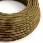 Okrogel tekstilen električen kabel, bombaž, "ZigZag" medeno-zlat in antracit RZ27
