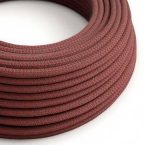 Okrogel tekstilen električen kabel, bombaž, "ZigZag" ognjeno-rdeč in siv RZ28