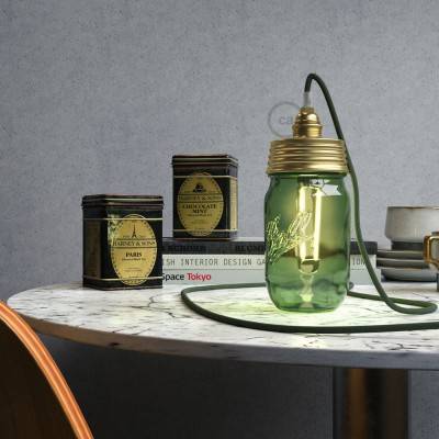 Zlat Mason Jar komplet za visečo svetilko s stožčastim podaljškom in E14 medeninastim kovinskim grlom žarnice