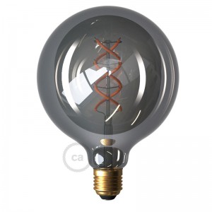 LED nitna žarnica Smoky - Globe 125 zakrivljena spiralna nitna - 5W E27 Zatemnilna 2000K