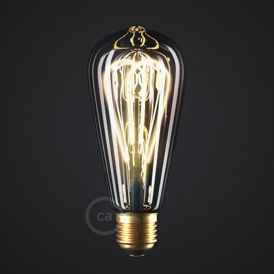 LED nitna žarnica Smoky - Edison ST64 dvojno zakrivljena pentlja - 5W E27 Zatemnilna 2000K