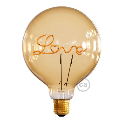 LED nitna zlata žarnica za stoječo svetilko - Globus G125 z enojno nitjo “Love” - 5W E27 Dekorativna vintage 2000K