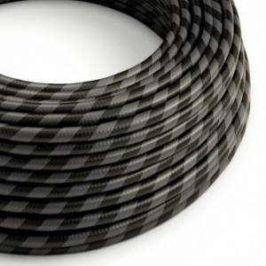 Okrogel električen kabel Vertigo HD prekrit s tekstilom kremne in črne barve ERM54