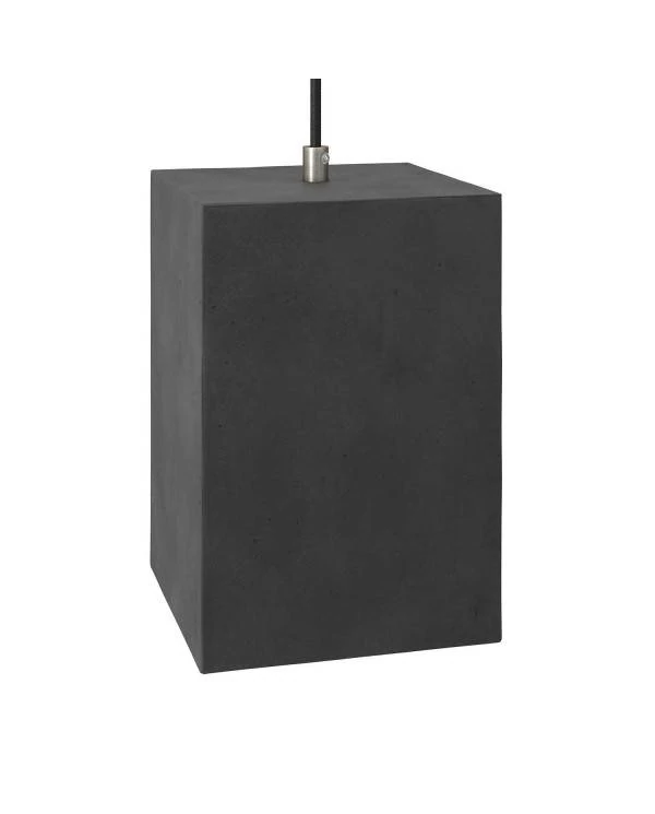 Viseče svetilo s tekstilnim kablom in cementnim senčilom Cube - Izdelano v Italiji