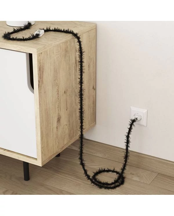 Burlesque zvit svetlobni kabel, prevlečen s tkanino  Plain Black TP04