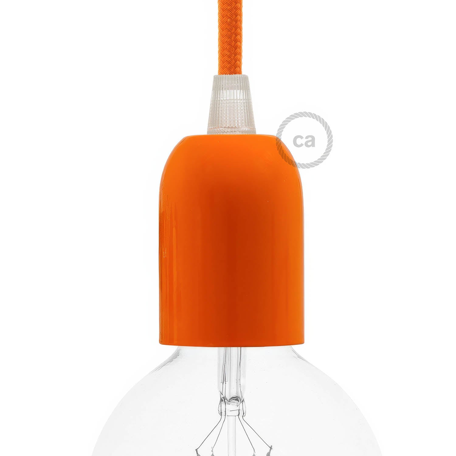 Kit portalampada E27 semisferico in metallo - Arancione