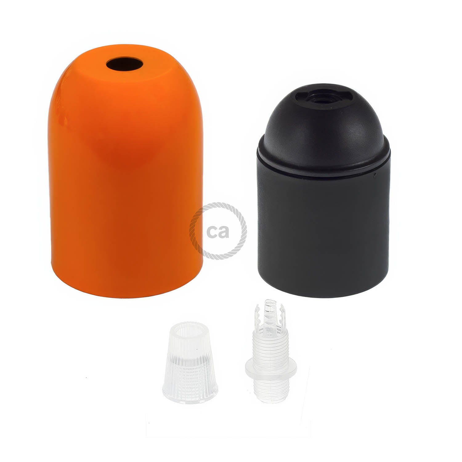 Kit portalampada E27 semisferico in metallo - Arancione