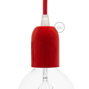 Kit portalampada E27 semisferico in metallo - Rosso