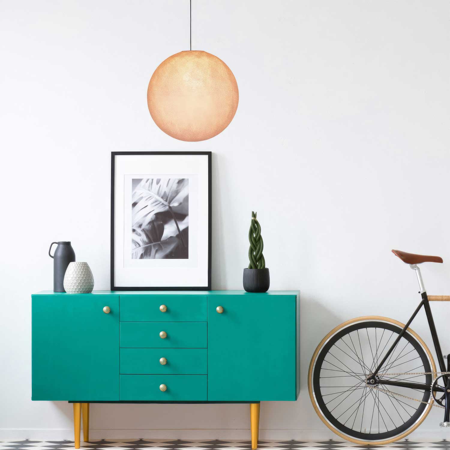 Paralume Sfera in filo 100% fatto a mano - Poliestere Rosa confetto