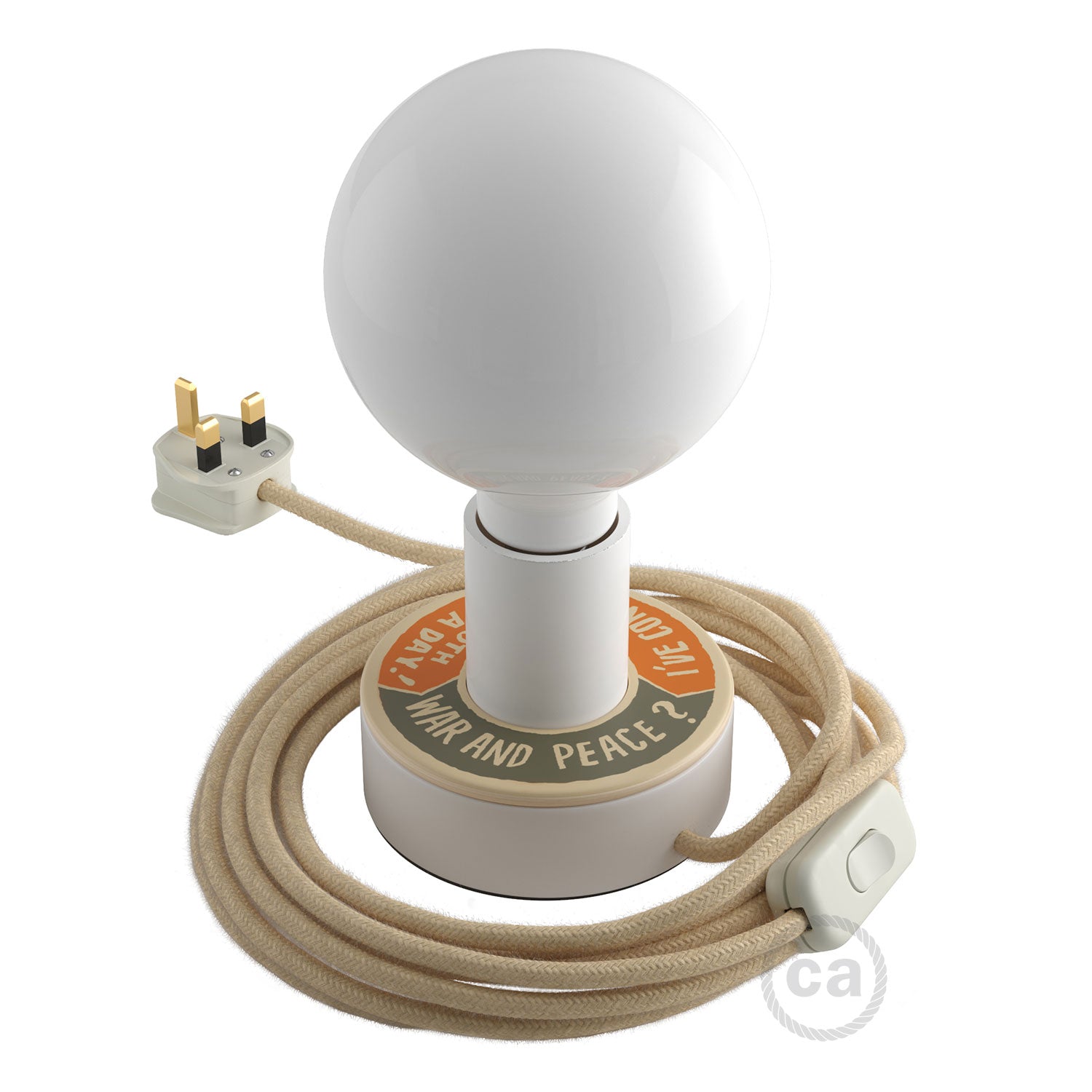 Posaluce MINI-UFO in legno double-face PALLE DA LETTURA e spina UK - WAR AND PEACE + BETTER THAN THE MOVIE