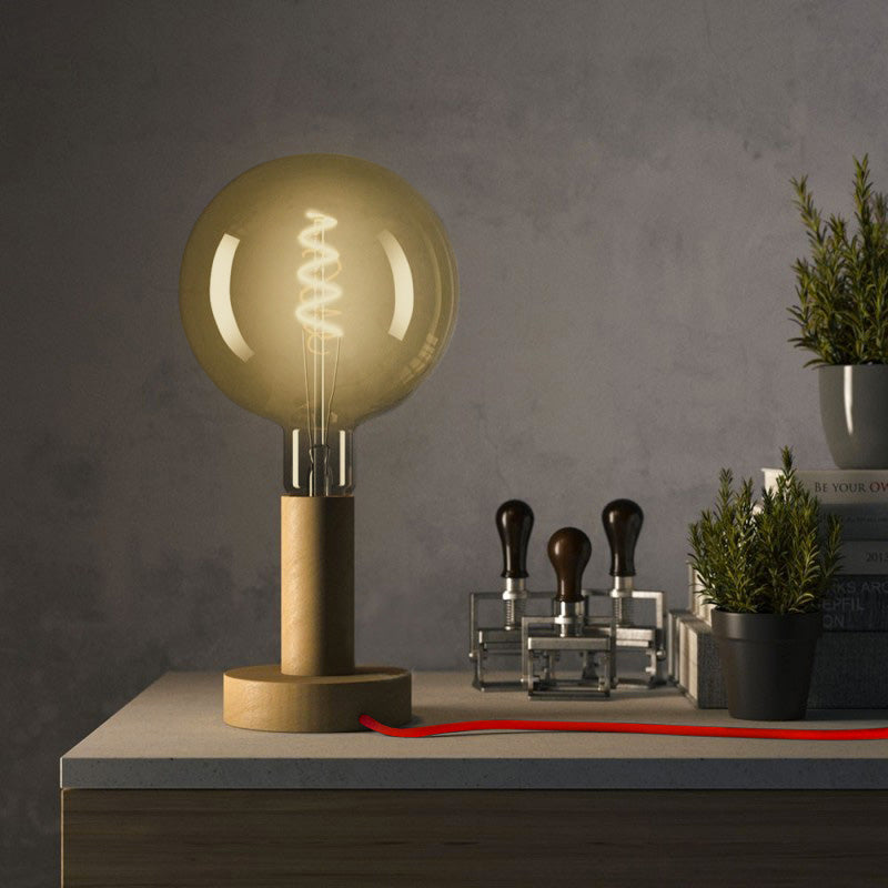 Posaluce - Lampada da tavolo in legno Large e spina UK - Neutro