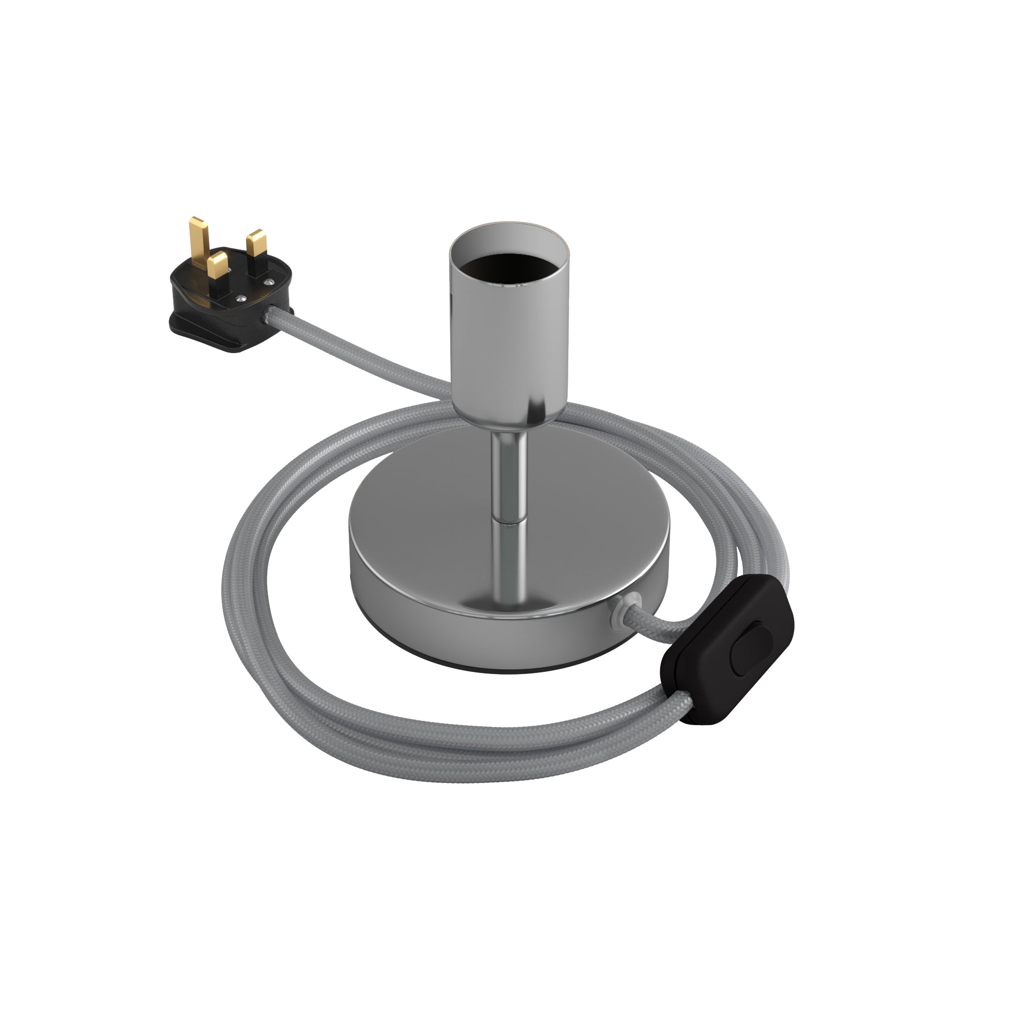 Alzaluce - Lampada da tavolo in metallo e spina UK - Cromo 5 cm