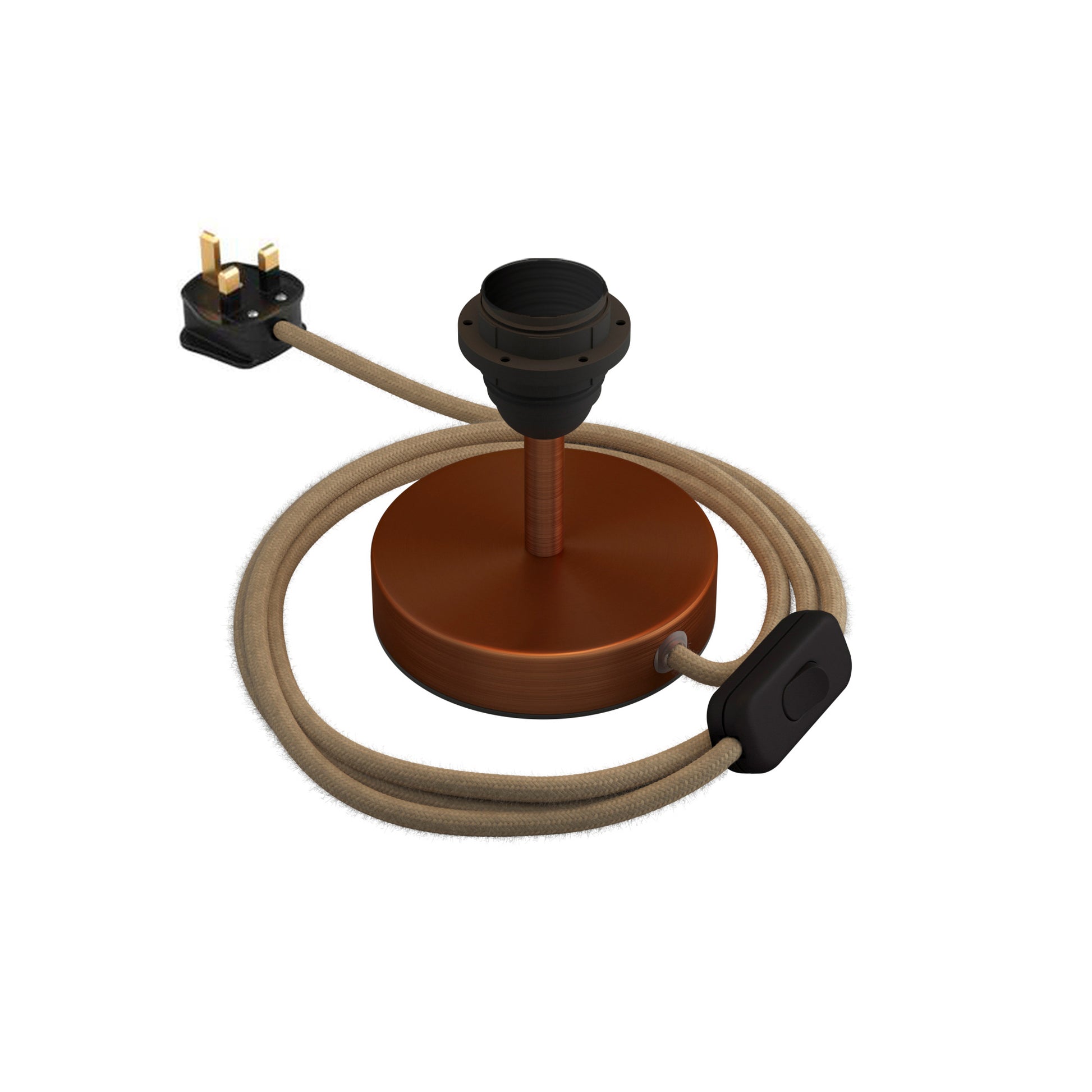 Alzaluce per paralume - Lampada da tavolo in metallo e spina UK - Rame satinato 5 cm