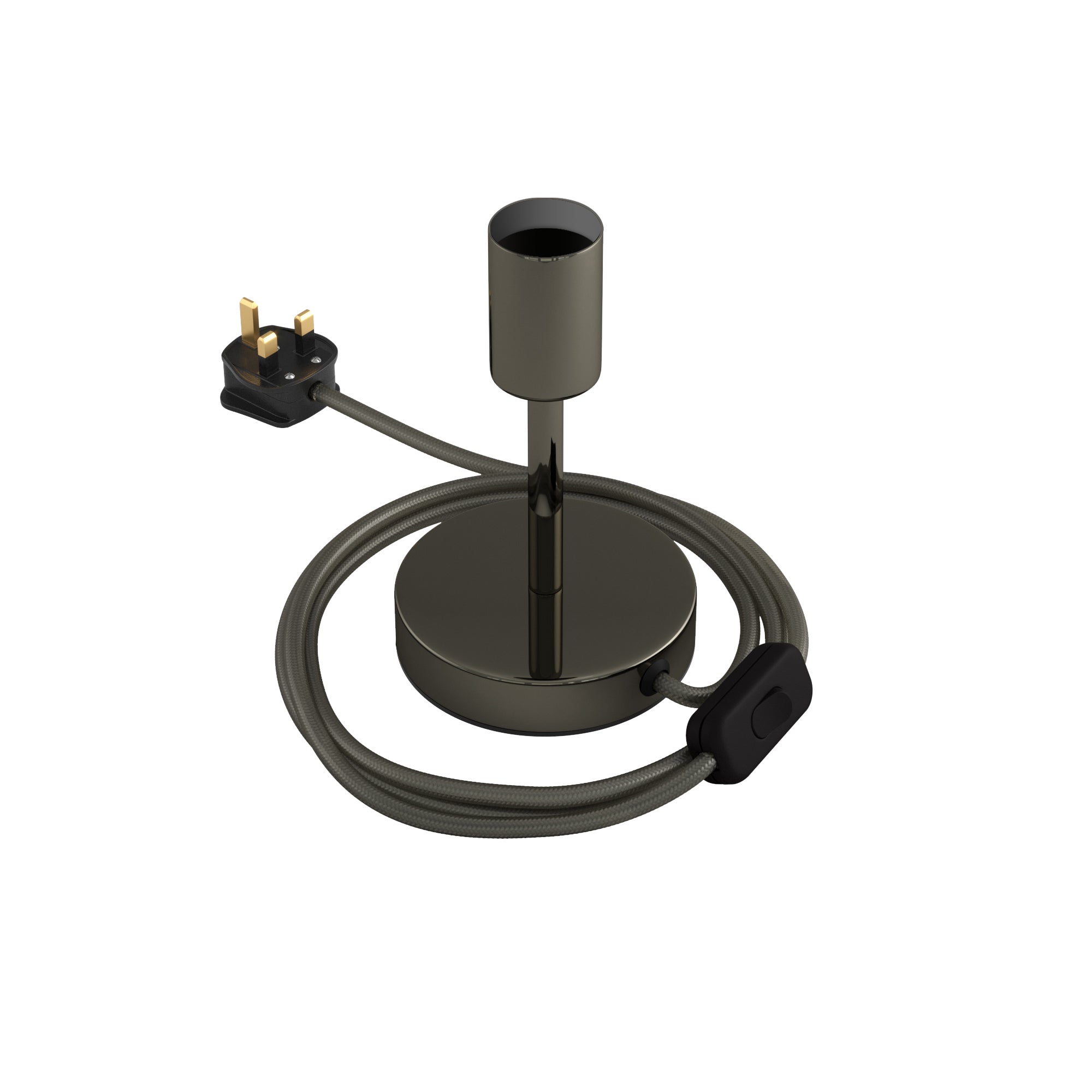 Alzaluce - Lampada da tavolo in metallo e spina UK - Nero perla 10 cm