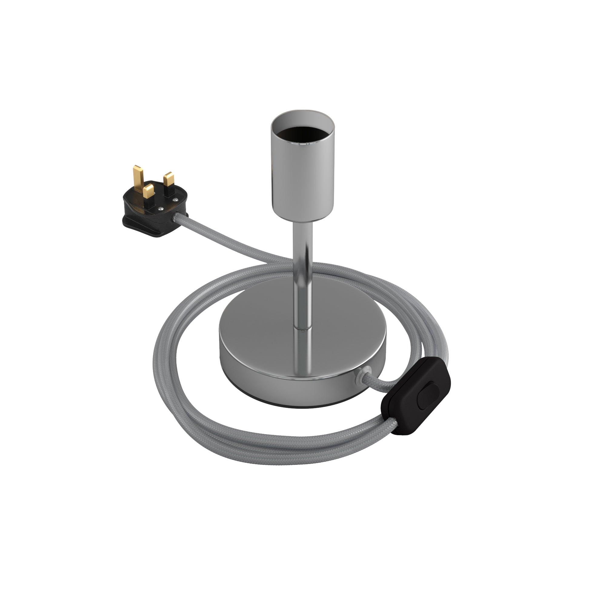 Alzaluce - Lampada da tavolo in metallo e spina UK - Cromo 10 cm