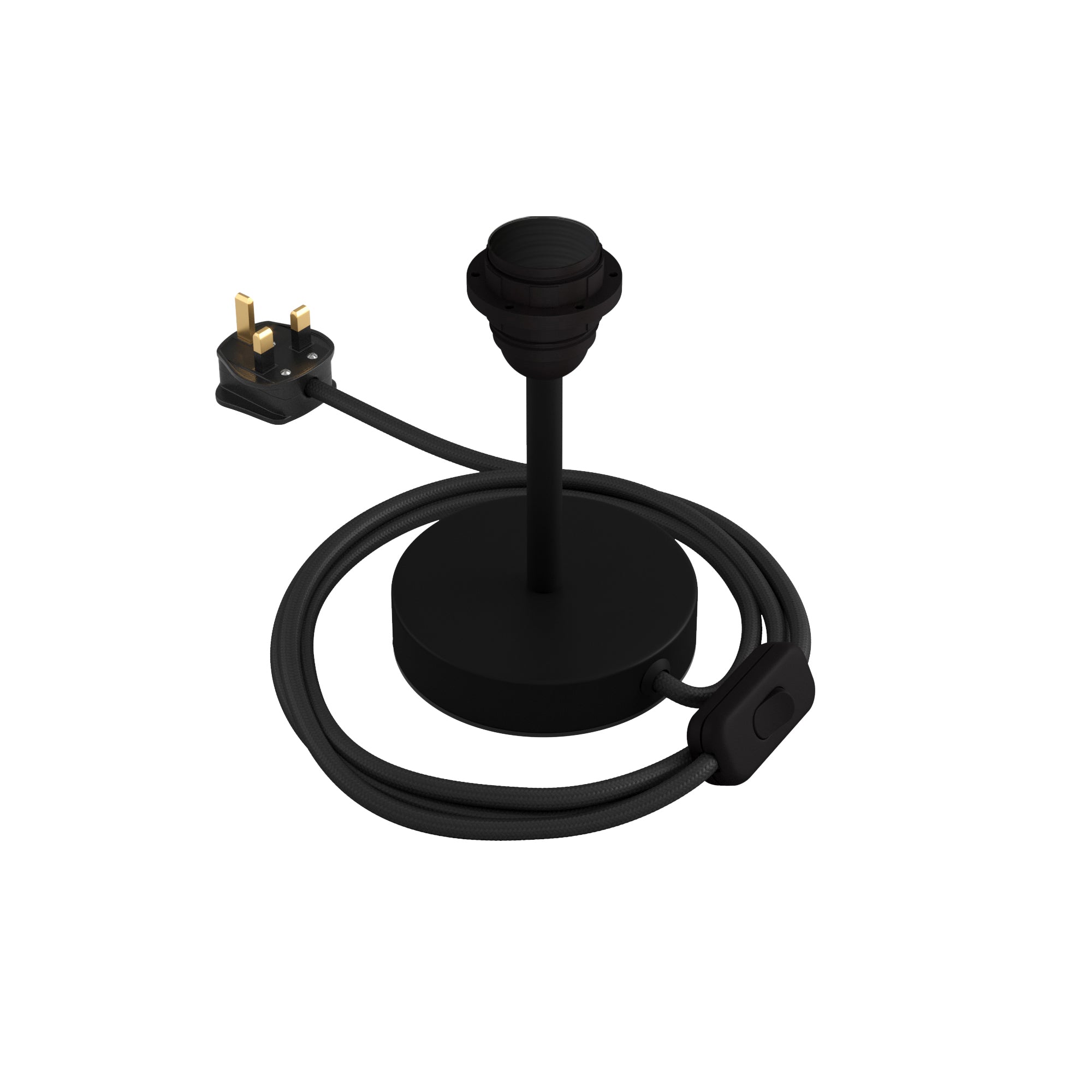 Alzaluce per paralume - Lampada da tavolo in metallo e spina UK - Nero opaco 10 cm