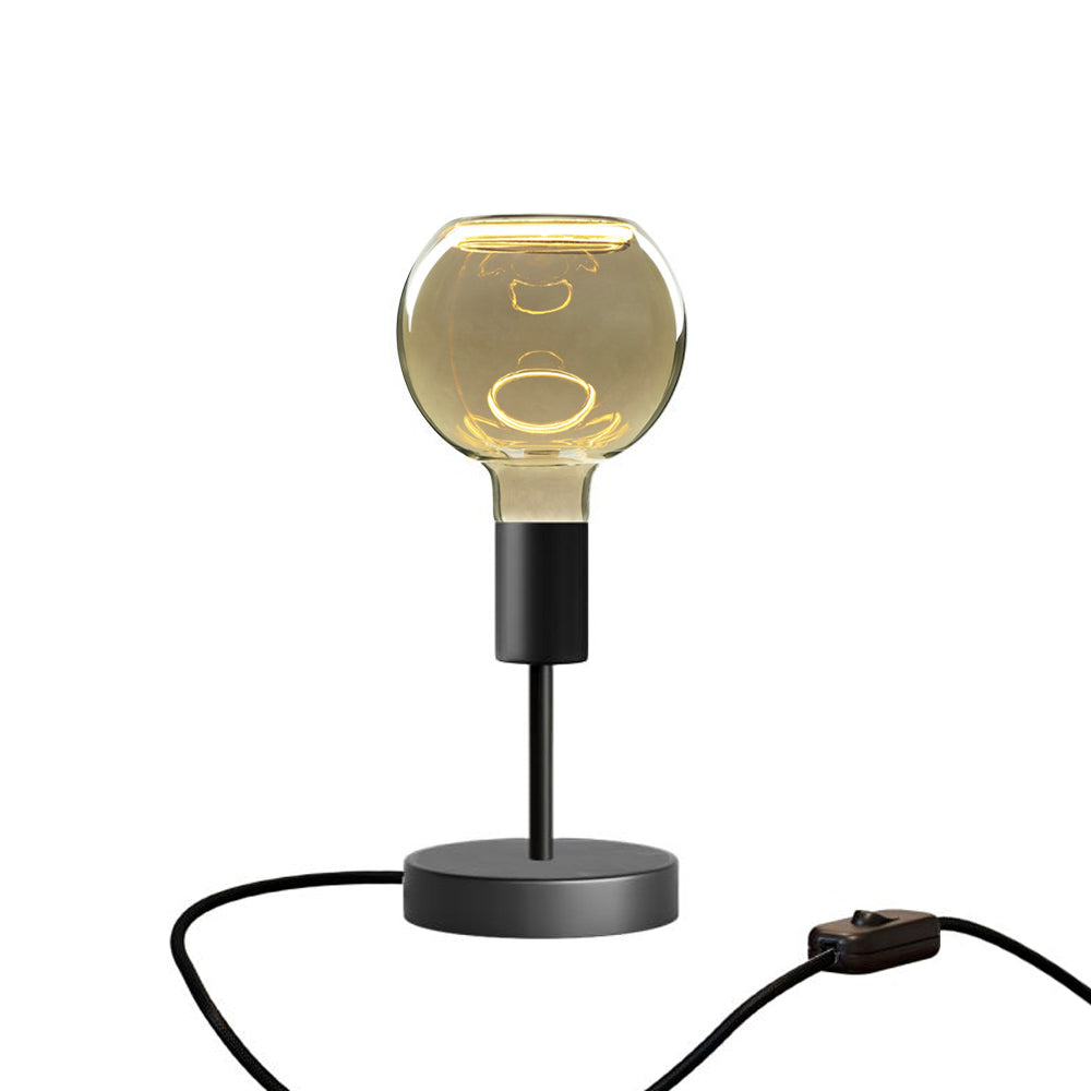 Lampada da tavolo Alzaluce Globo Ghost in metallo e spina UK - Nero opaco Interruttore