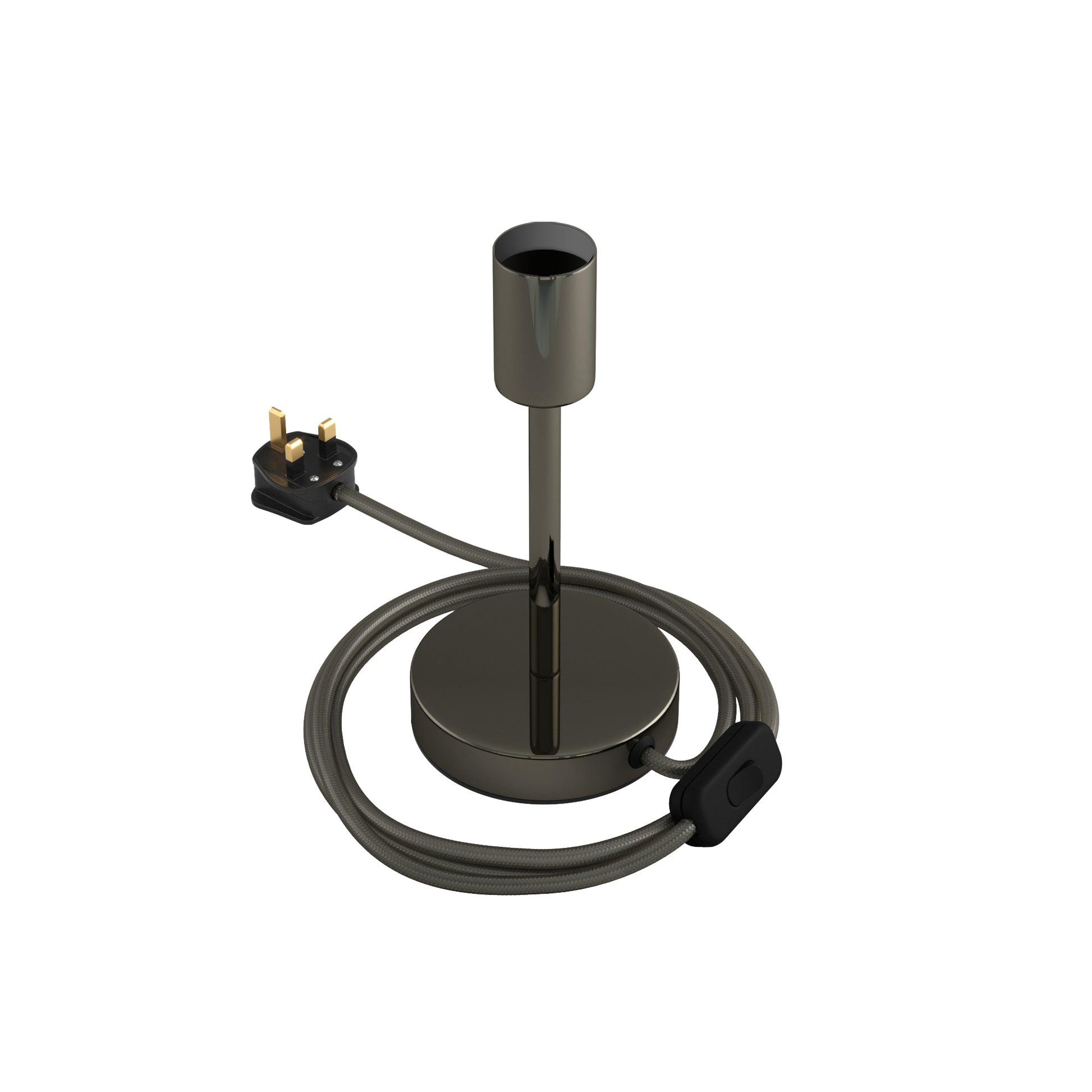 Alzaluce - Lampada da tavolo in metallo e spina UK - Nero perla 15 cm