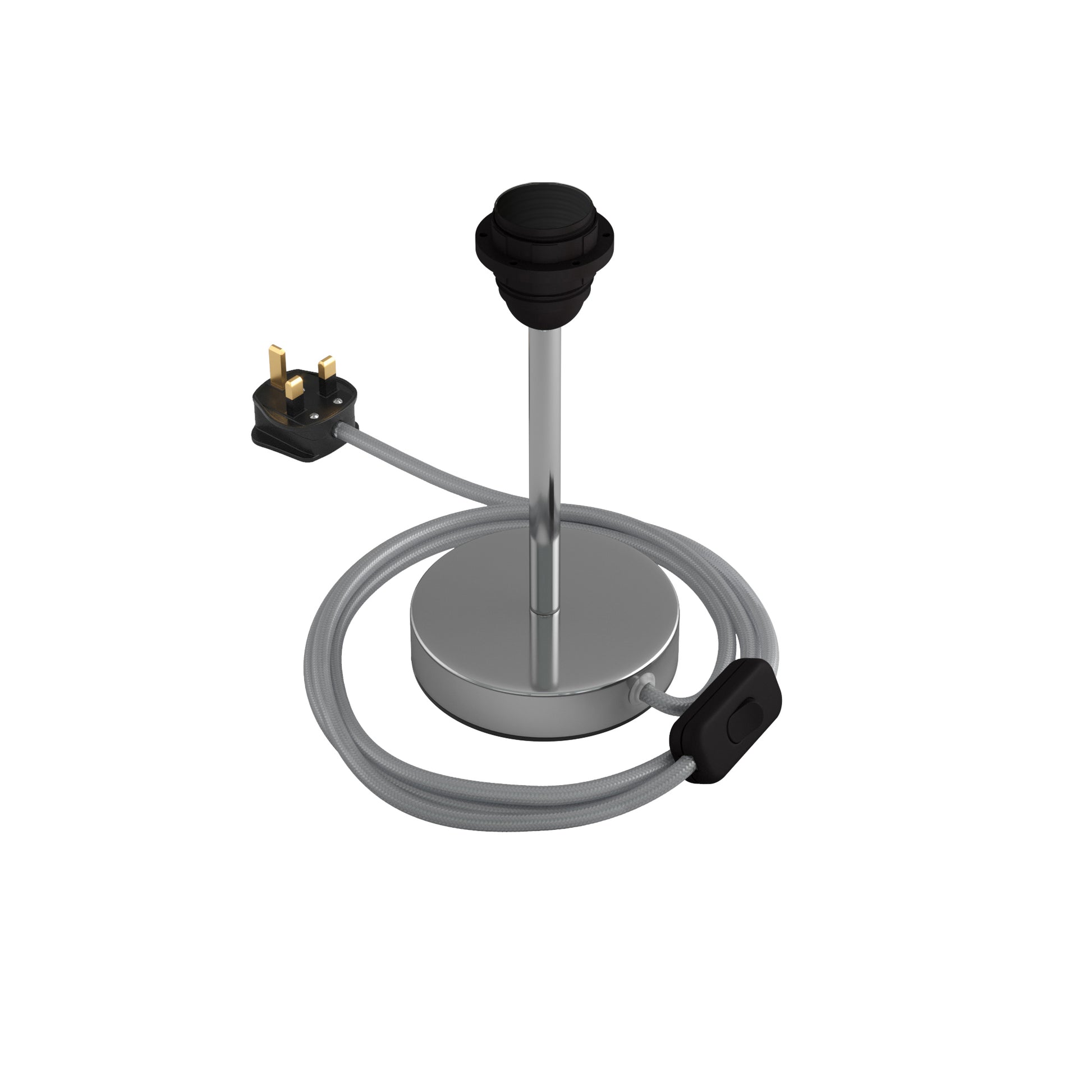 Alzaluce per paralume - Lampada da tavolo in metallo e spina UK - Cromo 15 cm