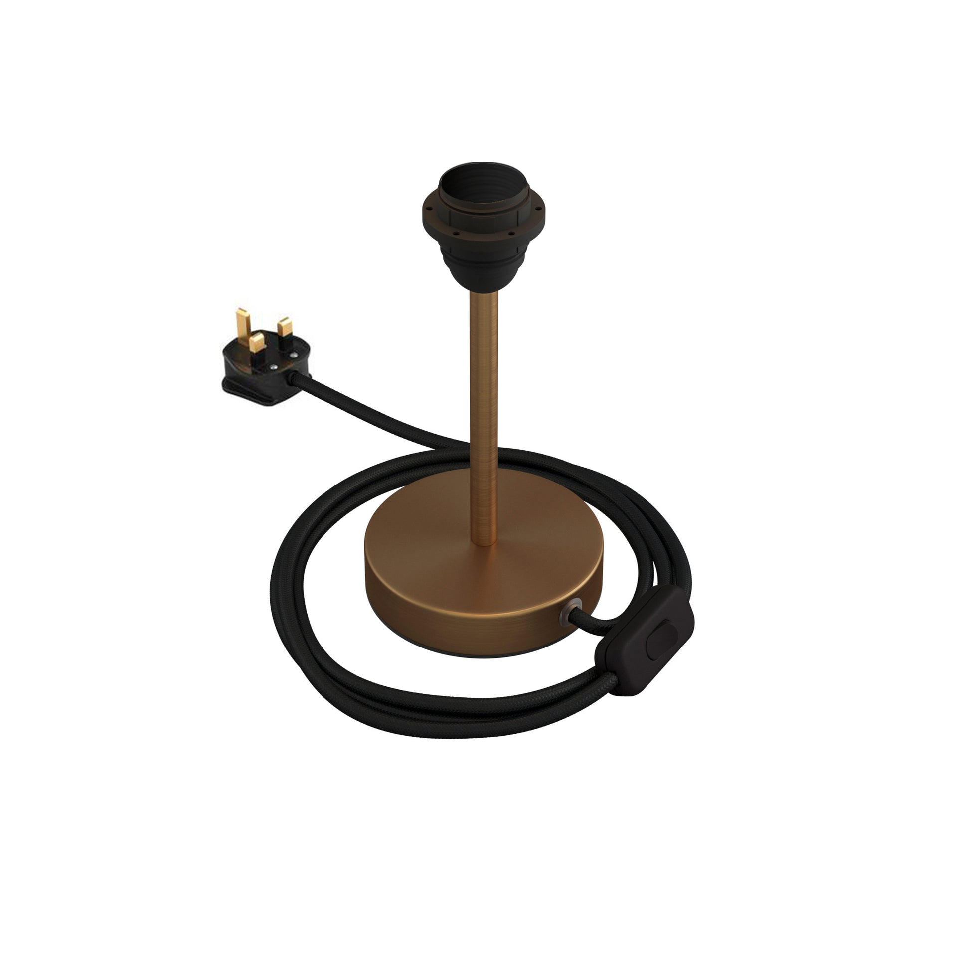 Alzaluce per paralume - Lampada da tavolo in metallo e spina UK - Bronzo satinato 15 cm