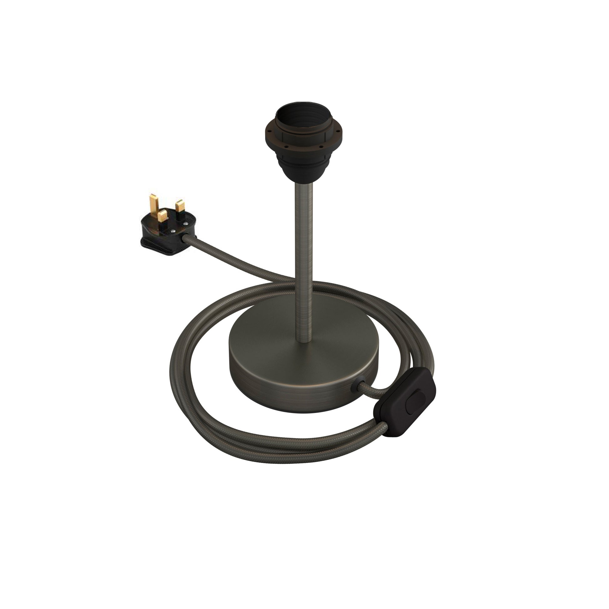 Alzaluce per paralume - Lampada da tavolo in metallo e spina UK - Titanio satinato 15 cm