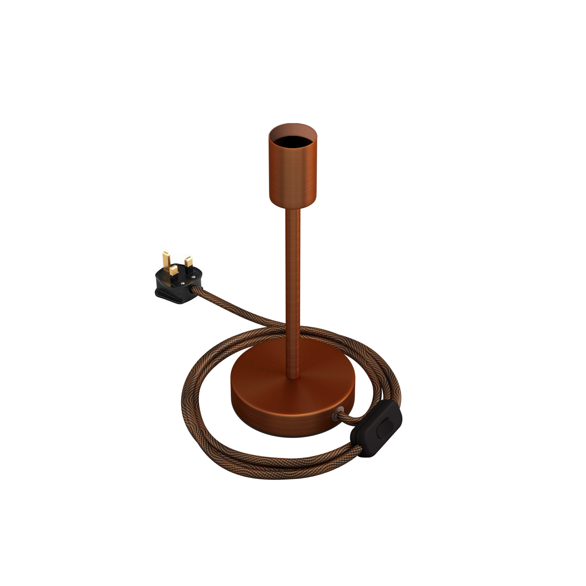 Alzaluce - Lampada da tavolo in metallo e spina UK - Rame satinato 20 cm