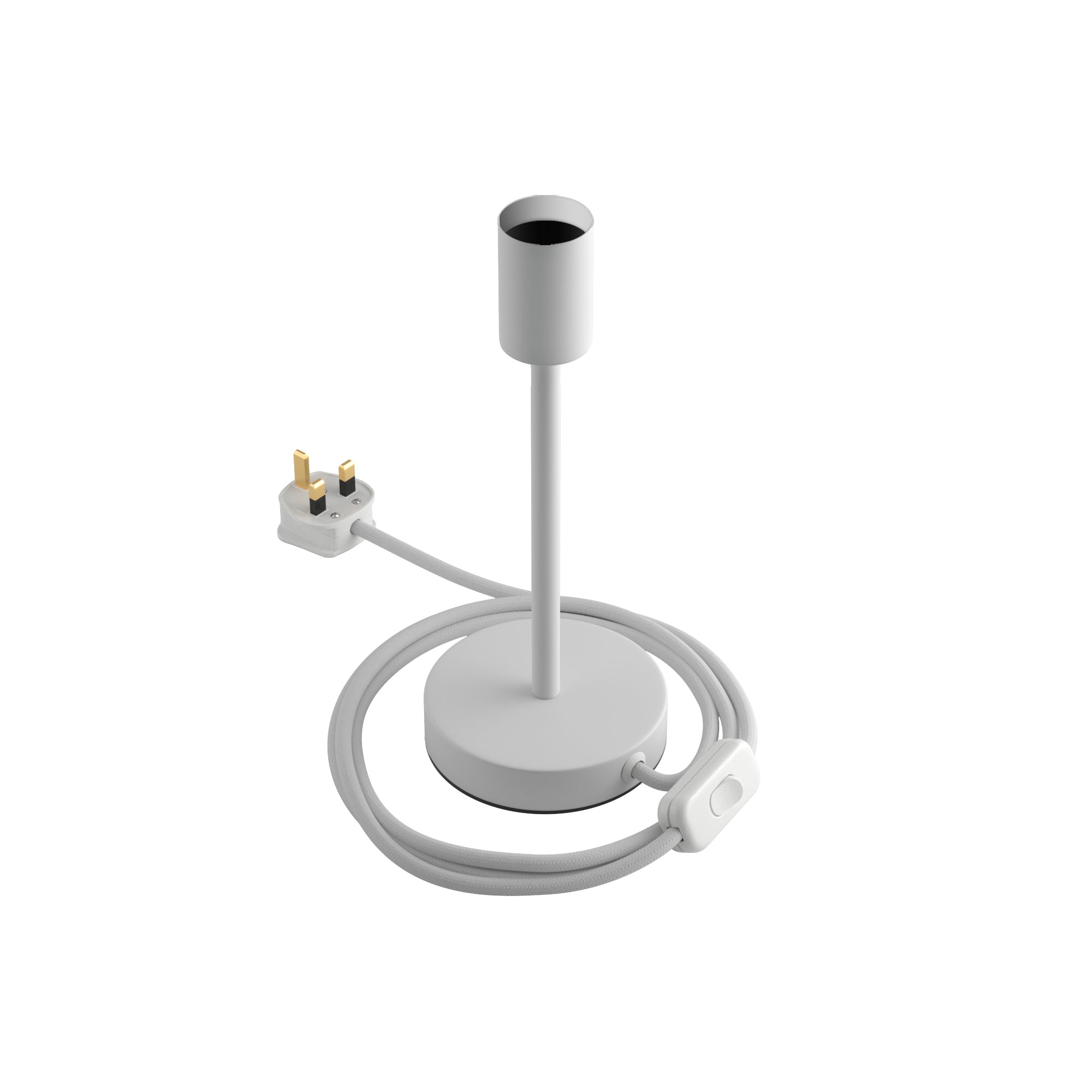 Alzaluce - Lampada da tavolo in metallo e spina UK - Bianco opaco 20 cm