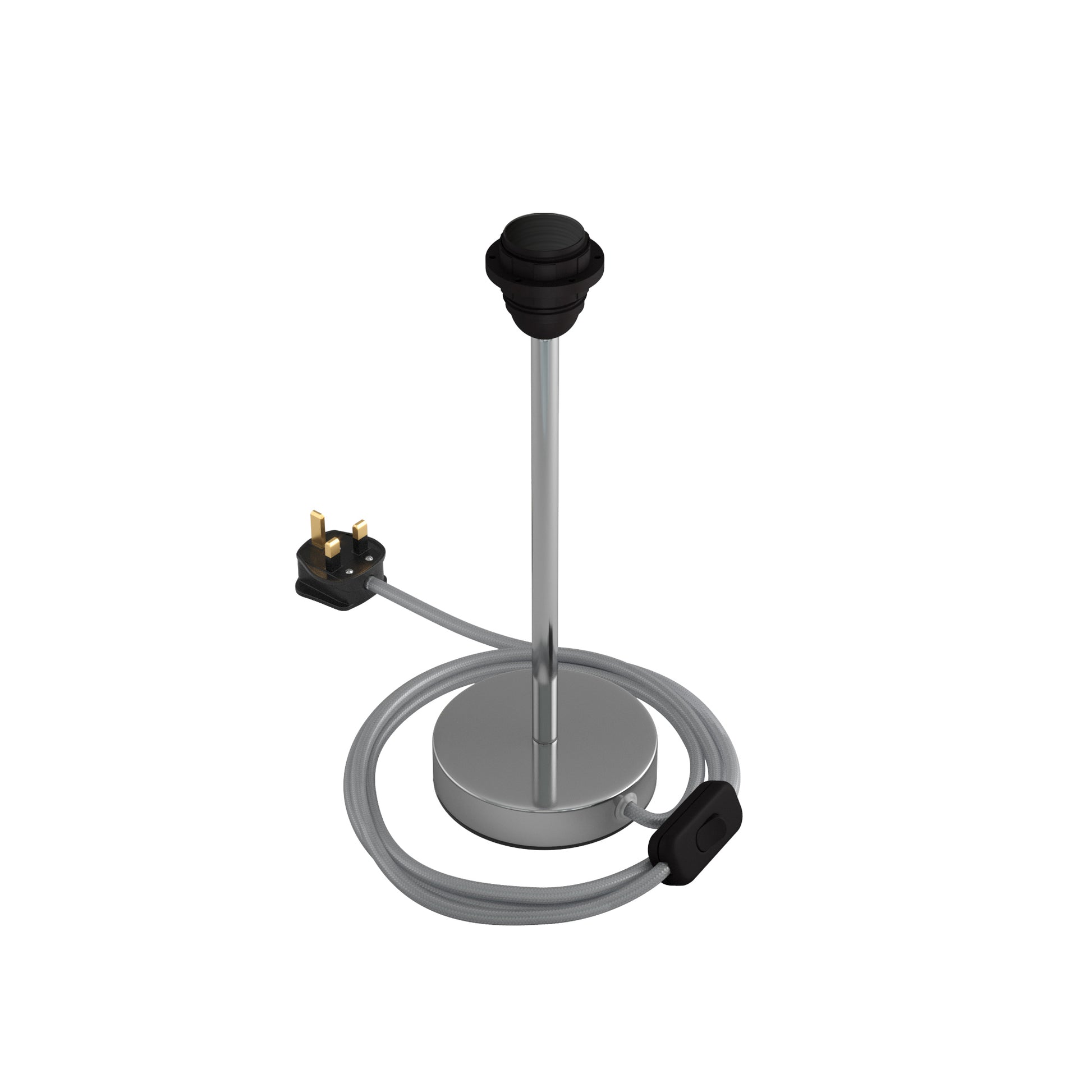 Alzaluce per paralume - Lampada da tavolo in metallo e spina UK - Cromo 25 cm