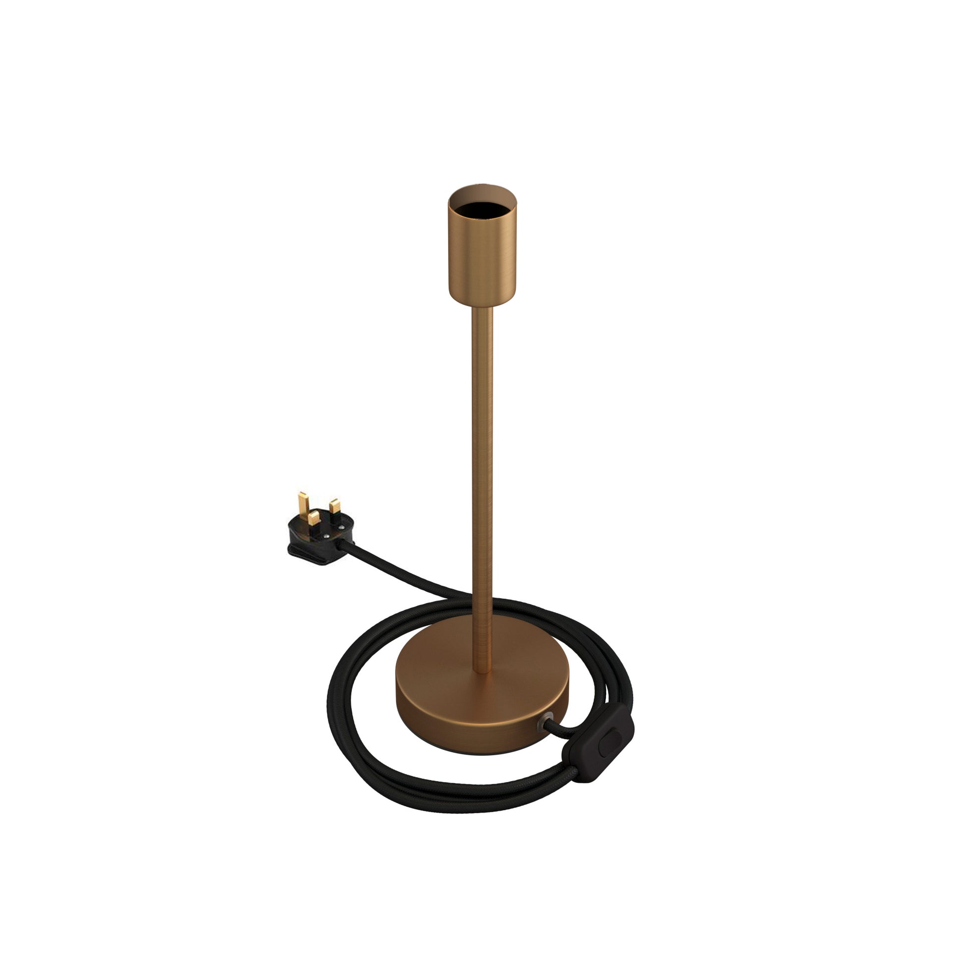 Alzaluce - Lampada da tavolo in metallo e spina UK - Bronzo satinato 30 cm