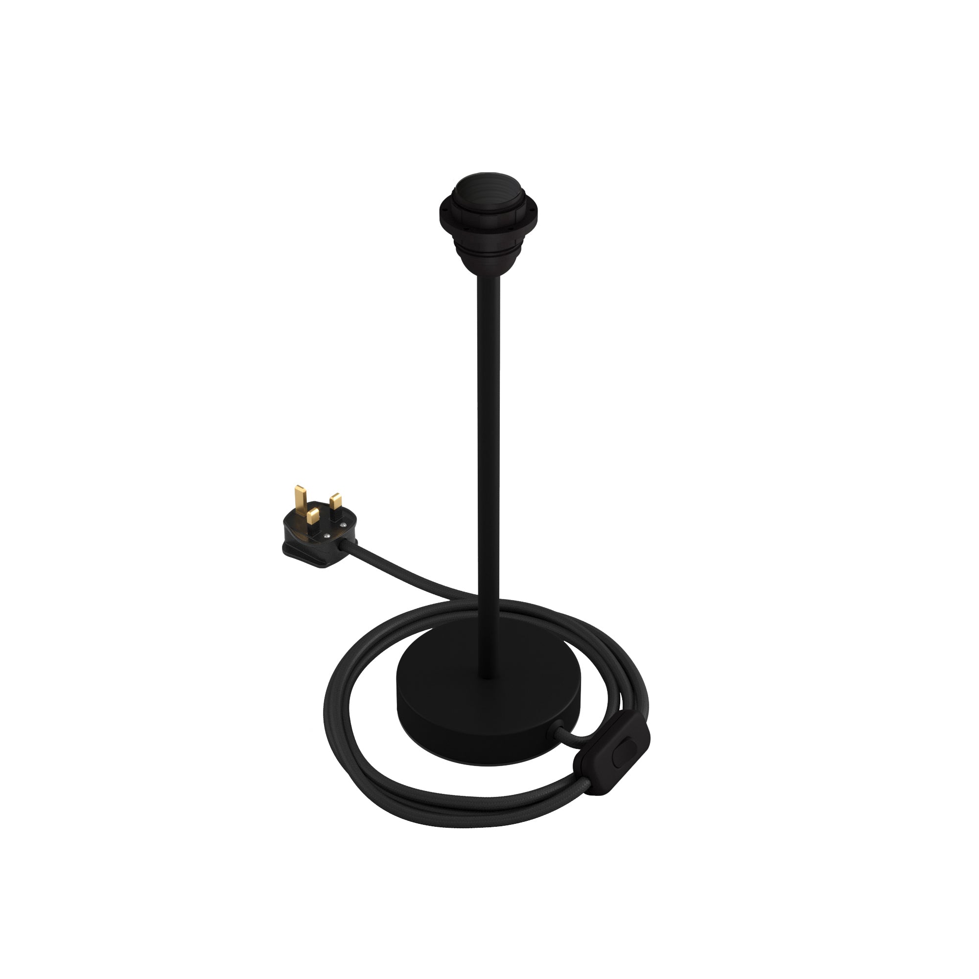 Alzaluce per paralume - Lampada da tavolo in metallo e spina UK - Nero opaco 30 cm