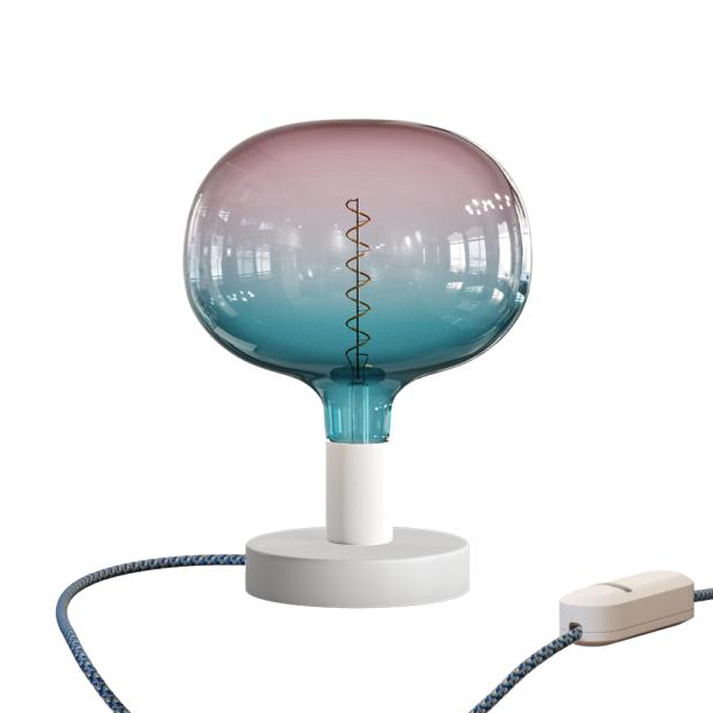 Lampada da tavolo Posaluce Cobble in metallo e spina UK - Bianco opaco Dimmer