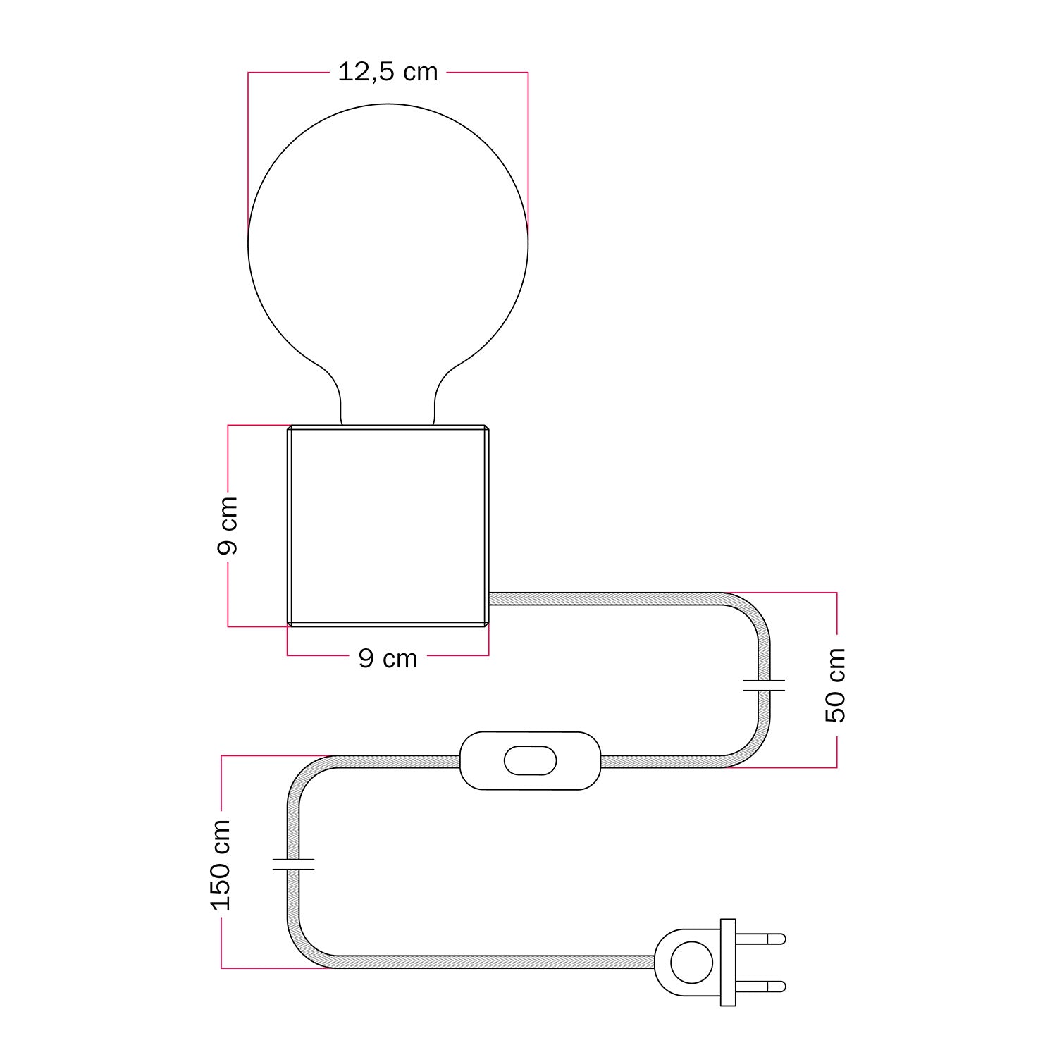Lampada da tavolo Cubetto "Boia de" con lampadina globo effetto porcellana - Tuttapolpa