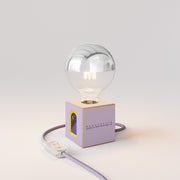 Lampada da tavolo Cubetto "Buonanotte fiorellino" con lampadina globo mezza sfera argento - Santomanifesto
