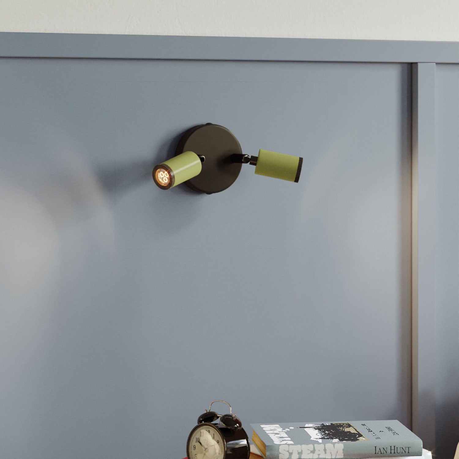 Fermaluce con 2 faretti orientabili Mini Spotlight GU1d0 - Verde prato