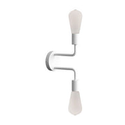 Fermaluce Metal, lampada a muro in metallo con doppia estensione curva - Bianco