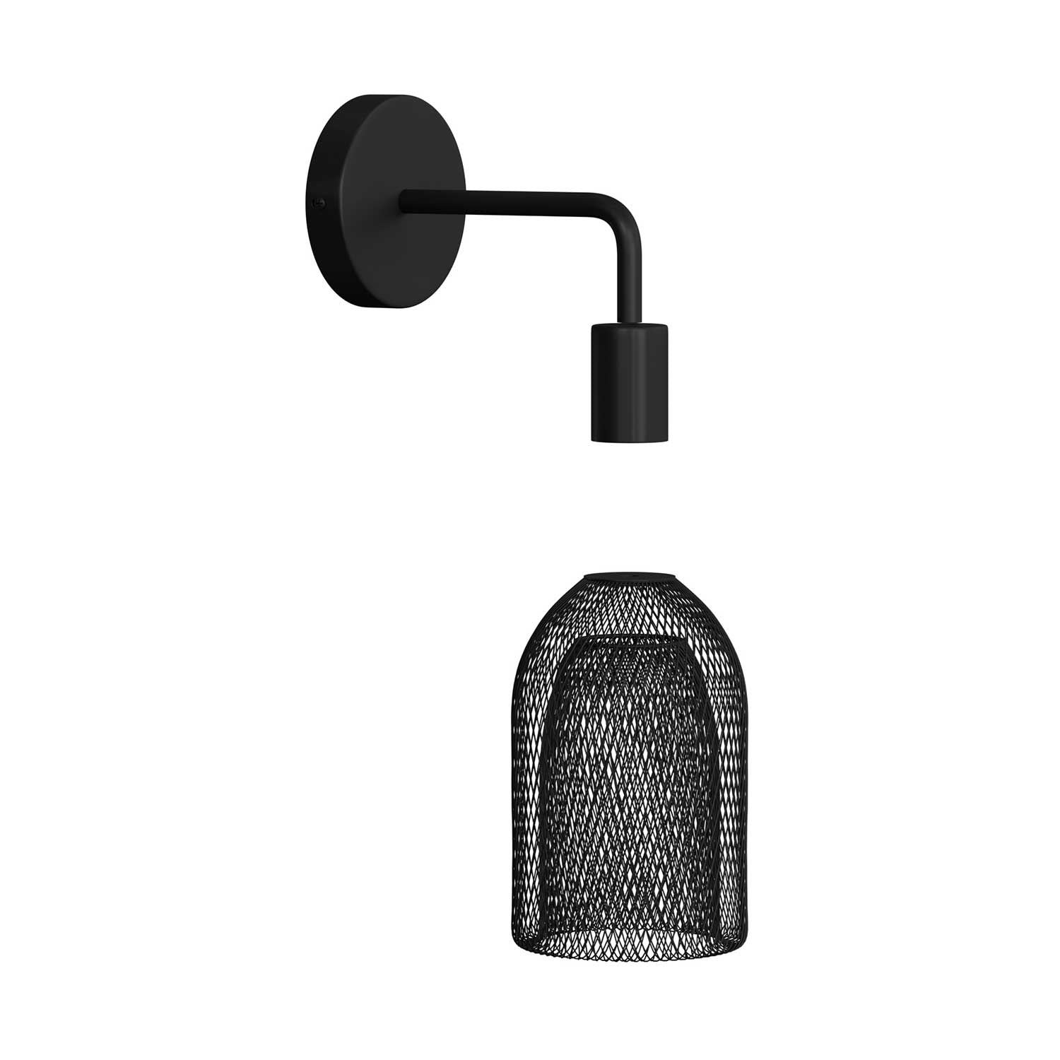 Fermaluce Metal con paralume Ghostbell, lampada a muro in metallo con estensione curva - Nero
