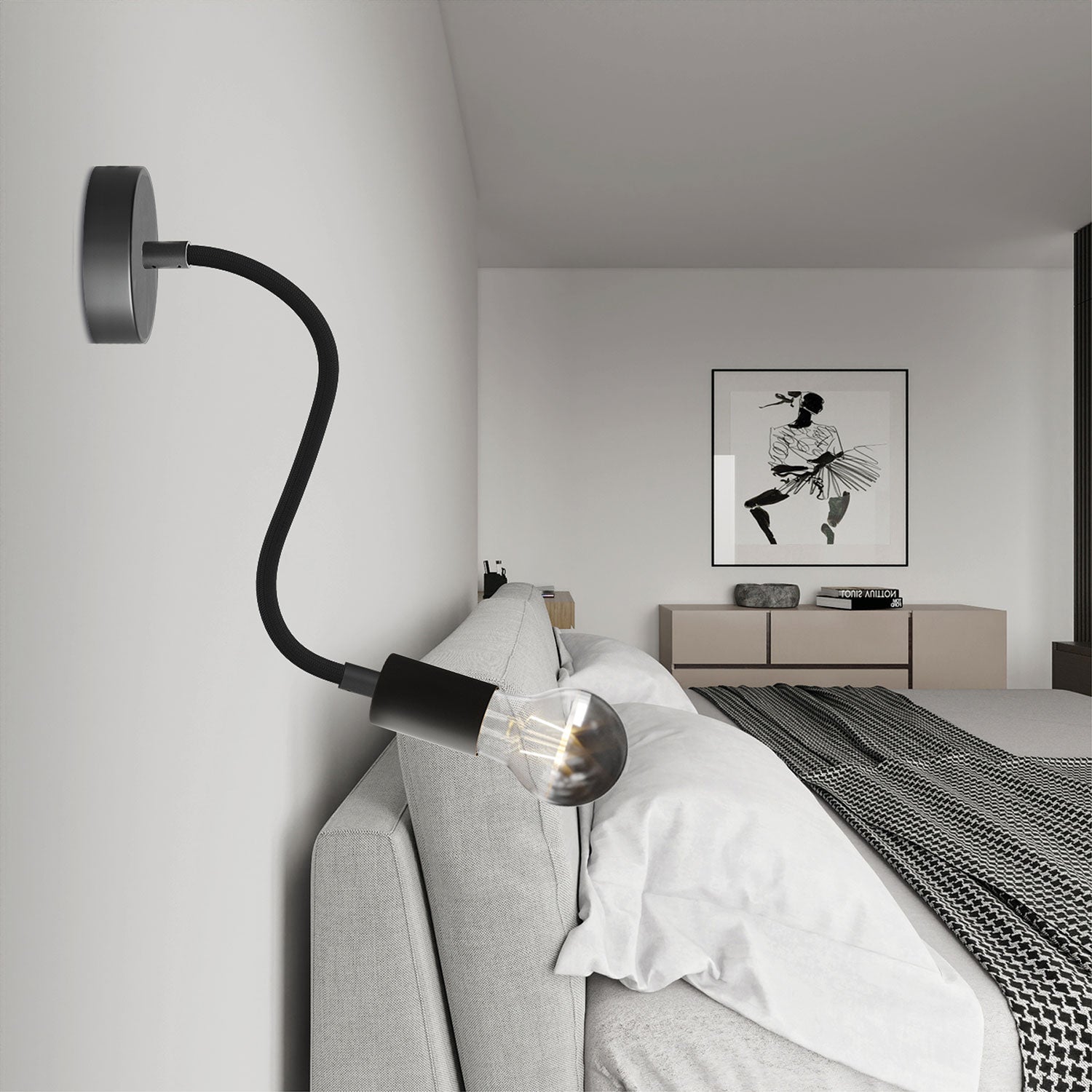 Lampada Flex 30 con lampadina Goccia - Nero