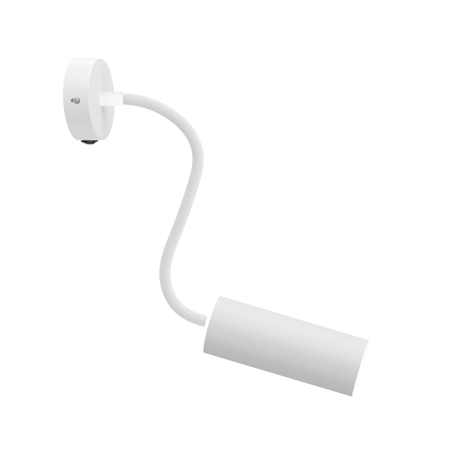 Lampada Fermaluce Flex 30 con mini rosone con interruttore e faretto con paralume Tub-E14 - Bianco opaco