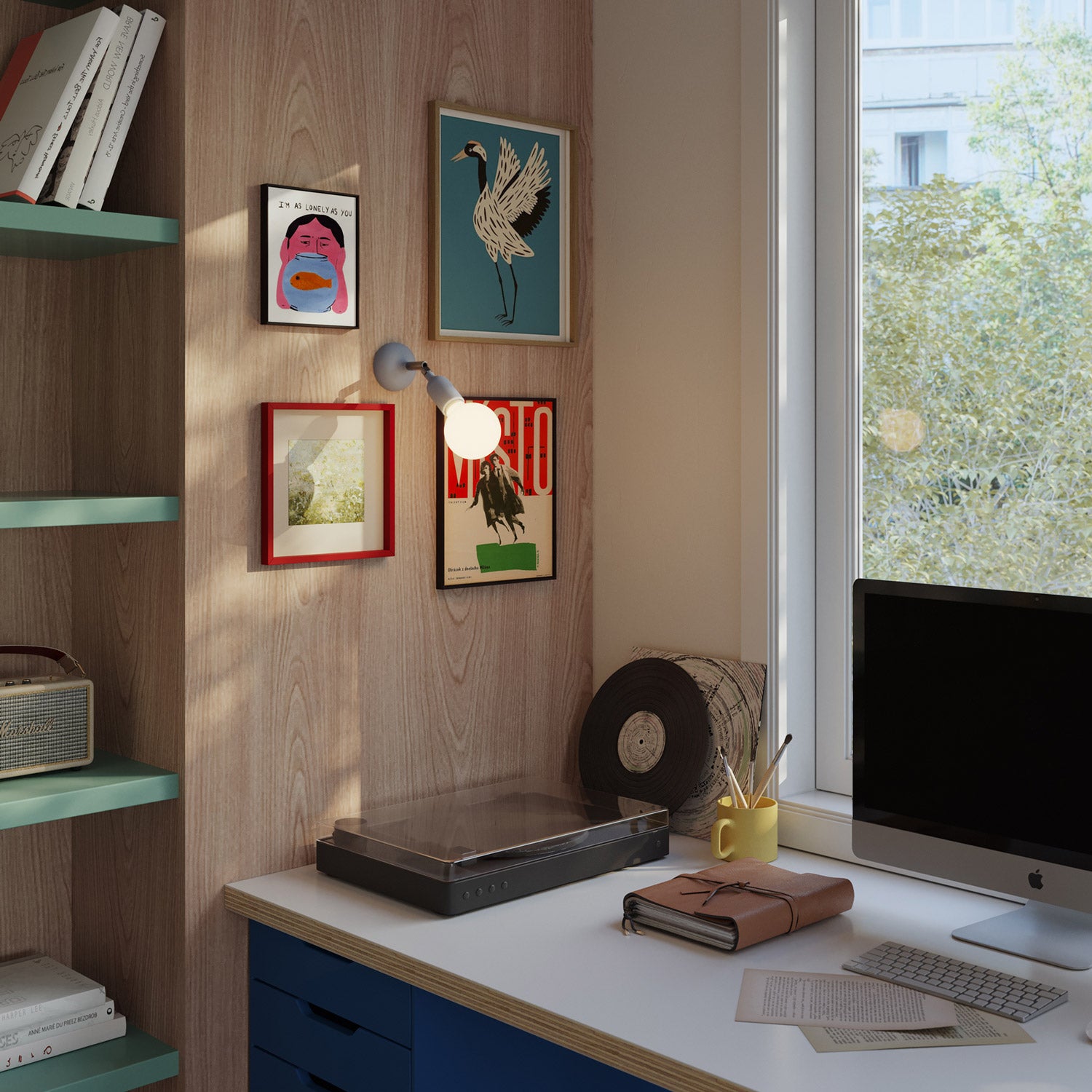 Lampada Fermaluce in silicone con snodo - Blu carta da zucchero