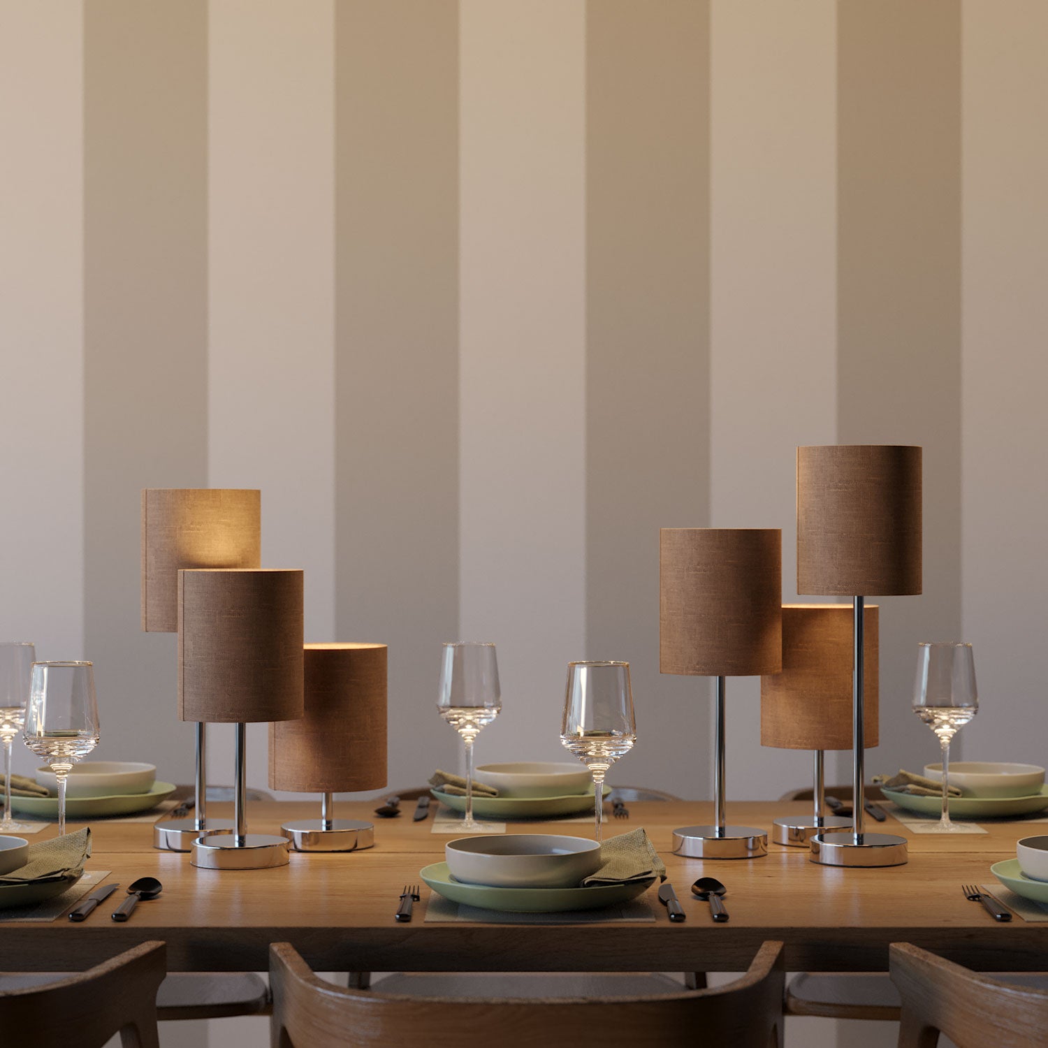 Alzaluce per paralume - Lampada da tavolo in metallo e spina UK - Cromo 5 cm