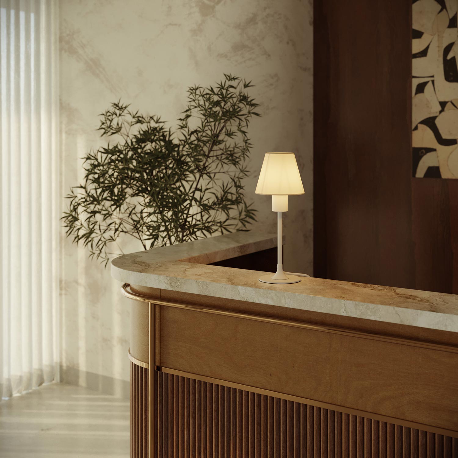 Base metallica tonda per lampada da tavolo MAG-Y - Bianco opaco